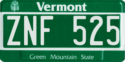 VT license plate ZNF525