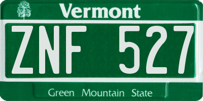 VT license plate ZNF527