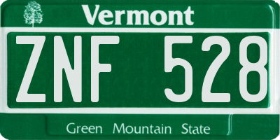 VT license plate ZNF528