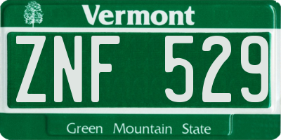 VT license plate ZNF529