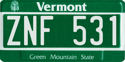 VT license plate ZNF531