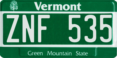VT license plate ZNF535
