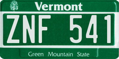 VT license plate ZNF541