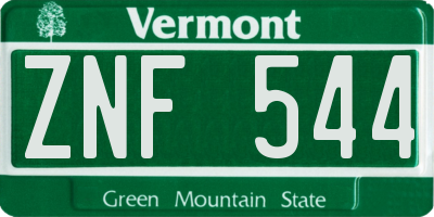 VT license plate ZNF544