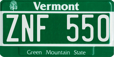 VT license plate ZNF550