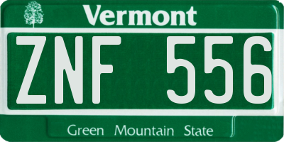 VT license plate ZNF556