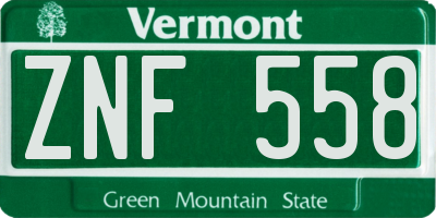 VT license plate ZNF558
