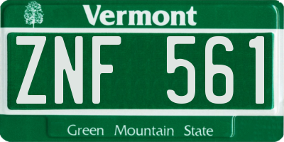 VT license plate ZNF561