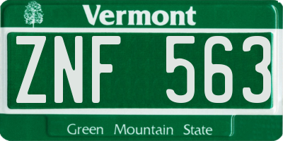 VT license plate ZNF563