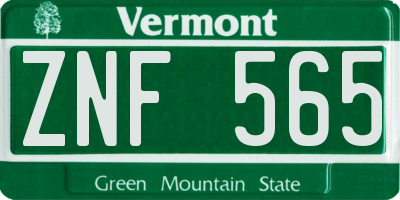 VT license plate ZNF565