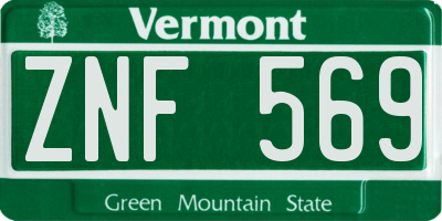 VT license plate ZNF569