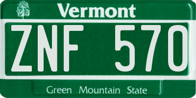 VT license plate ZNF570