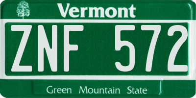 VT license plate ZNF572