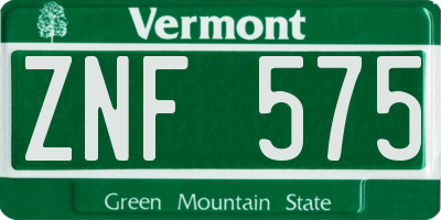 VT license plate ZNF575