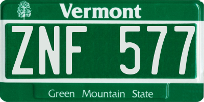 VT license plate ZNF577