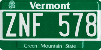 VT license plate ZNF578
