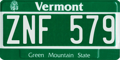VT license plate ZNF579