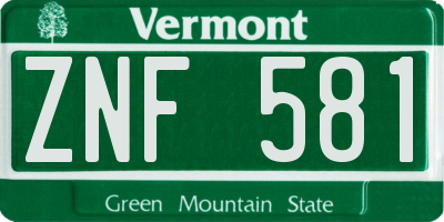 VT license plate ZNF581