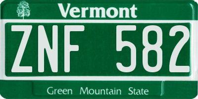 VT license plate ZNF582