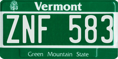VT license plate ZNF583