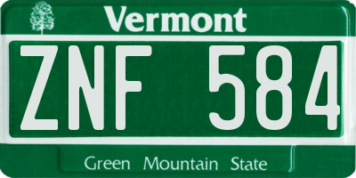 VT license plate ZNF584