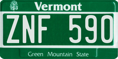 VT license plate ZNF590