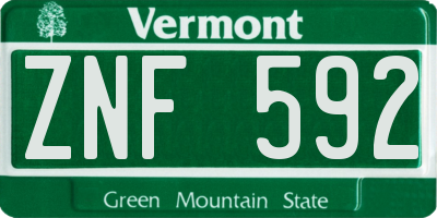 VT license plate ZNF592