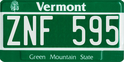 VT license plate ZNF595