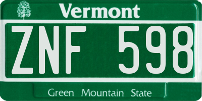 VT license plate ZNF598