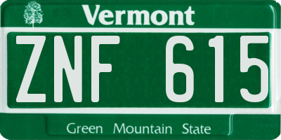 VT license plate ZNF615