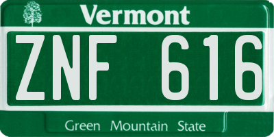 VT license plate ZNF616