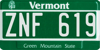 VT license plate ZNF619