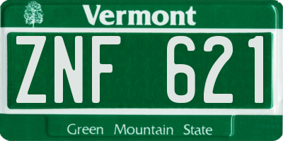VT license plate ZNF621