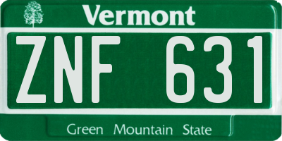 VT license plate ZNF631
