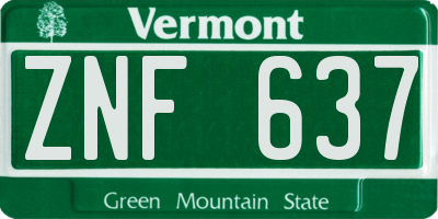 VT license plate ZNF637