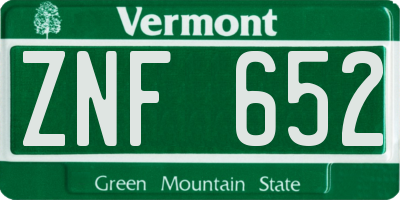 VT license plate ZNF652