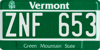 VT license plate ZNF653