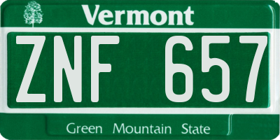 VT license plate ZNF657