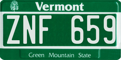 VT license plate ZNF659