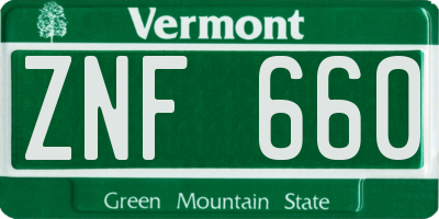 VT license plate ZNF660