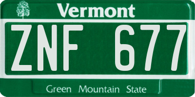VT license plate ZNF677