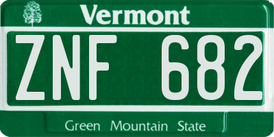 VT license plate ZNF682