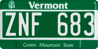 VT license plate ZNF683