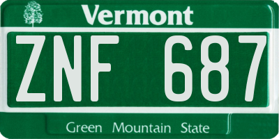 VT license plate ZNF687