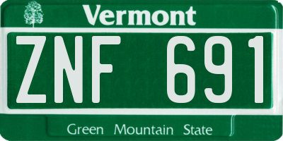VT license plate ZNF691
