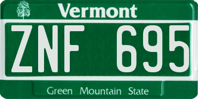 VT license plate ZNF695