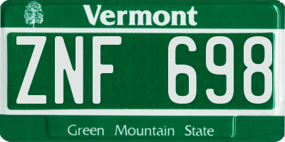 VT license plate ZNF698