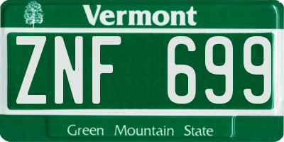 VT license plate ZNF699