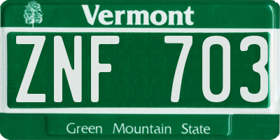 VT license plate ZNF703
