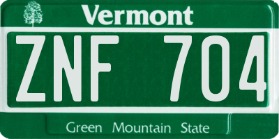 VT license plate ZNF704